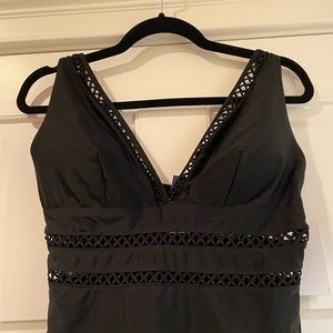 Black lattice detail swimsuit